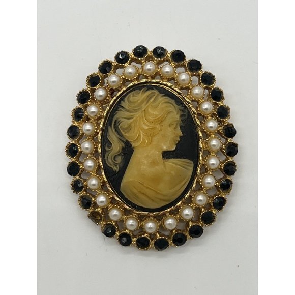 Unknown Jewelry - Beautiful and Elegant Vintage Victorian Cameo Pin 2.5" Tall x 2" Wide w/Clasp Pi